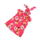 Trendy Summer Flower Lotus Leaf Collar Dress & Hair Band Outfit for 18inch American Girl My Life Dolls Clothing Accessory Red