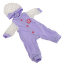 Fashion Doll Clothing Long Sleeve Jumpsuit with Hat for 14.5in American Girl Doll Purple