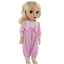 Fashion Doll Clothing Striped Jumpsuit with Teat for 16inch Salon Doll Pink & White