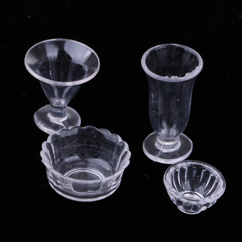1/12 Dollhouse Miniature Tableware Clear Wine Glass Cups Set Kitchen Accessories Decor 11 Pieces
