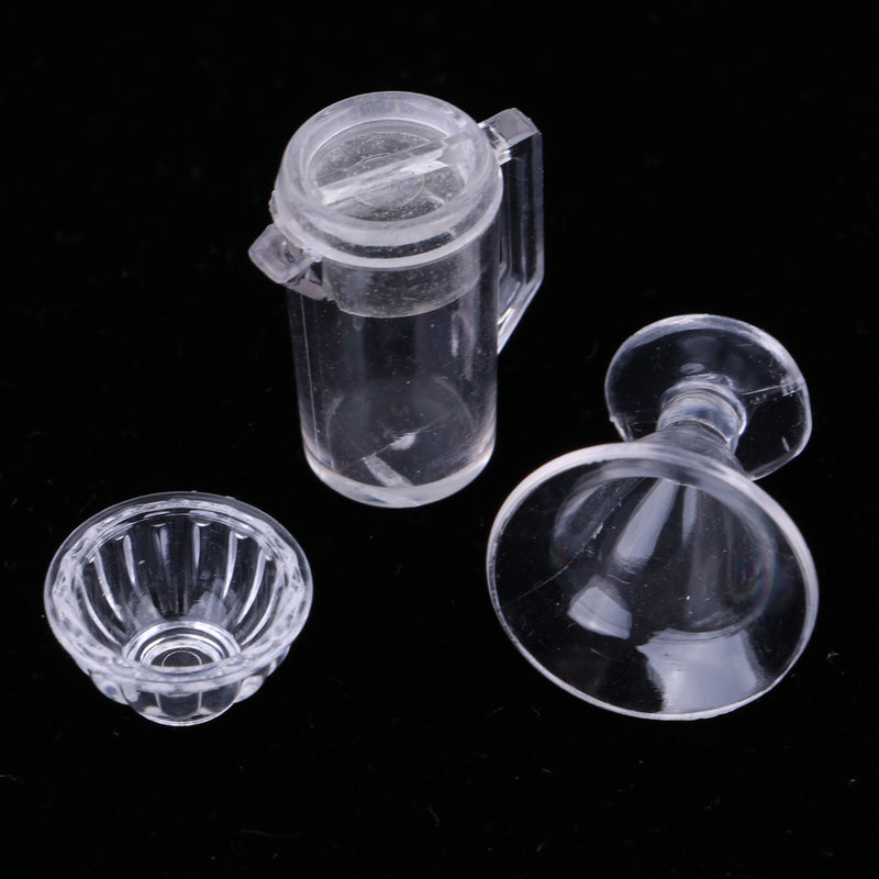 1/12 Dollhouse Miniature Tableware Clear Wine Glass Cups Set Kitchen Accessories Decor 11 Pieces