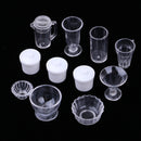 1/12 Dollhouse Miniature Tableware Clear Wine Glass Cups Set Kitchen Accessories Decor 11 Pieces