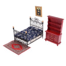 1/12 Dollhouse Miniature Bedroom Furniture Bed Carpet Frame Display Cabinet