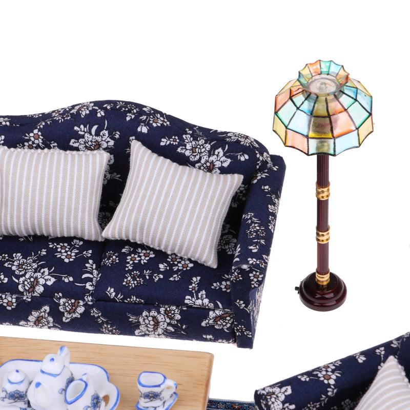 1/12 Dollhouse Miniature Furniture Sofa End Table Cabinet Floor Lamp Tea Set