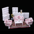 13 Items 1/12 Dollhouse Miniature Furniture Sofa Bookcase Cabinet Model Kits