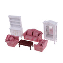 European 1/12 Dolls House Miniature Luxury Living Room Furniture Kit Sofa + End Table + Display Cupboard+ Collect Cabinet