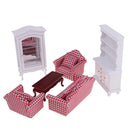 European 1/12 Dolls House Miniature Luxury Living Room Furniture Kit Sofa + End Table + Display Cupboard+ Collect Cabinet