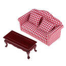 European 1/12 Dolls House Miniature Luxury Living Room Furniture Kit Sofa + End Table + Display Cupboard+ Collect Cabinet