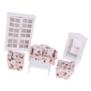 1/12 Scale Dollhouse Furniture Sofa End Table And Wooden Vertical Display Cabinet