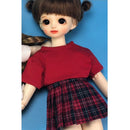 School Style 1/6 BJD Pleated Skirt JK Uniform Clothes for MSD DOD DOC DZ Doll Party/Casual Dress Up Wine Red Plaid