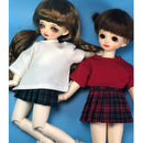 School Style 1/6 BJD Pleated Skirt JK Uniform Clothes for MSD DOD DOC DZ Doll Party/Casual Dress Up Wine Red Plaid