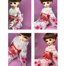 Fashion Doll Red Kimono with Flower Printed for 1/6 BJD Dolls Dress Up Accessory