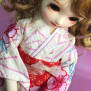 Fashion Doll Red Kimono with Flower Printed for 1/6 BJD Dolls Dress Up Accessory