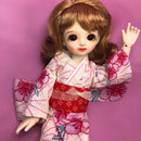 Fashion Doll Red Kimono with Flower Printed for 1/6 BJD Dolls Dress Up Accessory