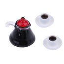1/12 Dollhouse Miniature Coffee Cups And Coffee Kettle Food Drink Accessory
