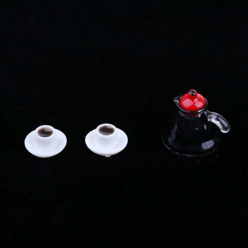 1/12 Dollhouse Miniature Coffee Cups And Coffee Kettle Food Drink Accessory