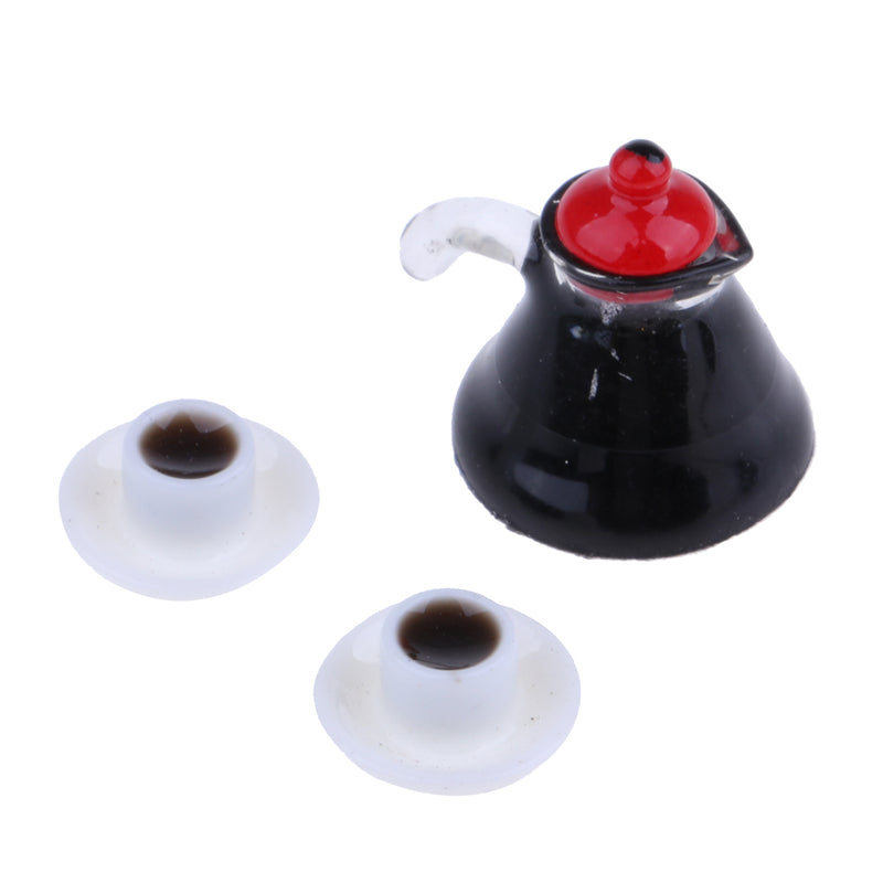 1/12 Dollhouse Miniature Coffee Cups And Coffee Kettle Food Drink Accessory