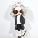 Fashionable Coat Top Pants Suit For 1/6 Takara Neo Blythe Dolls Dark Gray