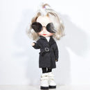 Fashionable Coat Top Pants Suit For 1/6 Takara Neo Blythe Dolls Dark Gray