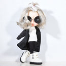 Fashionable Coat Top Pants Suit For 1/6 Takara Neo Blythe Dolls Dark Gray