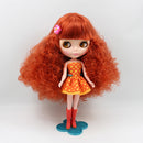 Dolls Wig Orange Explosive Curly Hairpiece with Head Scalp Shell Kit for 12inch RBL Blythe Takara Custom Party Outfit