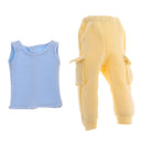 Casual Outfit Set Blue Vest & Yellow Slacks For Blythe Doll Clothes Accs