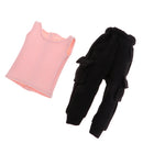 Casual Outfit Set Pink Vest & Black Slacks For Blythe Doll Clothes Accs