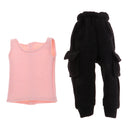 Casual Outfit Set Pink Vest & Black Slacks For Blythe Doll Clothes Accs