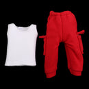 Casual Outfit Set White Vest & Red Slacks For Blythe Doll Clothes Accs