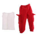 Casual Outfit Set White Vest & Red Slacks For Blythe Doll Clothes Accs