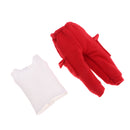 Casual Outfit Set White Vest & Red Slacks For Blythe Doll Clothes Accs