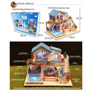 DIY Assembly Wooden Dolls House Miniature Furniture Kit With Clear Dust-proof Cover