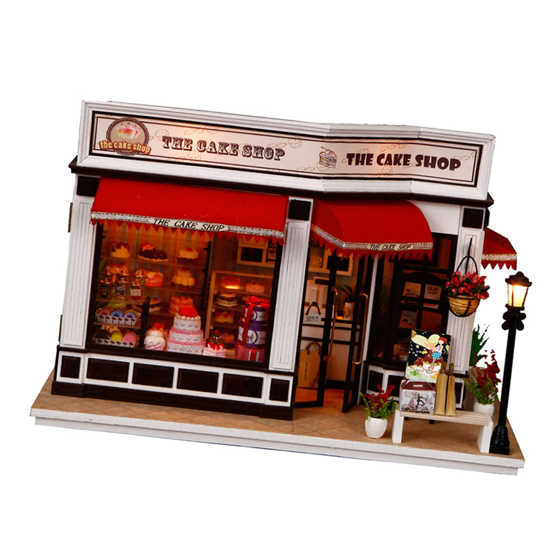 1/24 Scale DIY Miniature Dollhouse Cake shop Model With LED Light Kids Toy Gift