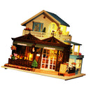 DIY Handcraft Miniature Project Kit Wooden Dolls House Furniture Accessories Kit with LED Lights + Music Box - Carving Time Themed