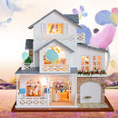 Handmade 3D DIY House Model Kit Miniature LED Light & Music Box Wooden Dolls House Model Collectibles European Town