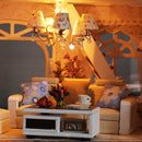 Handmade 3D DIY House Model Kit Miniature LED Light & Music Box Wooden Dolls House Model Collectibles European Town
