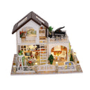 1:24 Scale DIY Handcraft Miniature Project Kit Wooden Dolls House Model - Holiday Villa with Dust Cover - Home Display Decor Gift