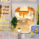 1:24 Scale DIY Handcraft Miniature Project Kit Wooden Dolls House Model - Holiday Villa with Dust Cover - Home Display Decor Gift