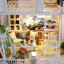1:24 Scale DIY Handcraft Miniature Project Kit Wooden Dolls House Model - Holiday Villa with Dust Cover - Home Display Decor Gift