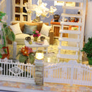 1:24 Scale DIY Handcraft Miniature Project Kit Wooden Dolls House Model - Holiday Villa with Dust Cover - Home Display Decor Gift