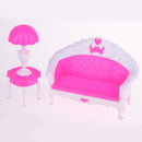 7PCS Dollhouse Miniature Plastic Furniture Set End Table Sofa Table Lamp TV