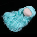 1/6 Scale BJD Head Sculpt with Green Long Curly Wig Doll Replacement Body Part