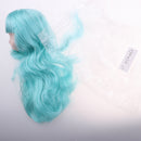 1/6 Scale BJD Head Sculpt with Green Long Curly Wig Doll Replacement Body Part