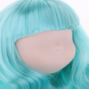 1/6 Scale BJD Head Sculpt with Green Long Curly Wig Doll Replacement Body Part