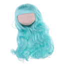 1/6 Scale BJD Head Sculpt with Green Long Curly Wig Doll Replacement Body Part