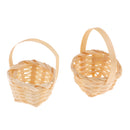 2pcs 1/12 Dollhouse Miniature Fruits and Vegetables Bamboo Baskets with Handle Home Ornament