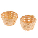 2pcs 1/12 Dollhouse Miniature Fruits and Vegetables Bamboo Baskets Home Ornament Supply
