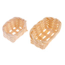 2pcs 1/12 Dollhouse Miniature Fruits and Vegetables Bamboo Baskets Home Ornament Supply