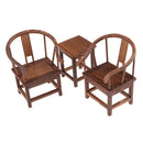 Dollhouse Solid Wenge Miniature Furniture Wooden Tea Table W. Armchair Set