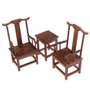 Dollhouse Solid Wenge Miniature Furniture Wooden Tea Table Armchair Set